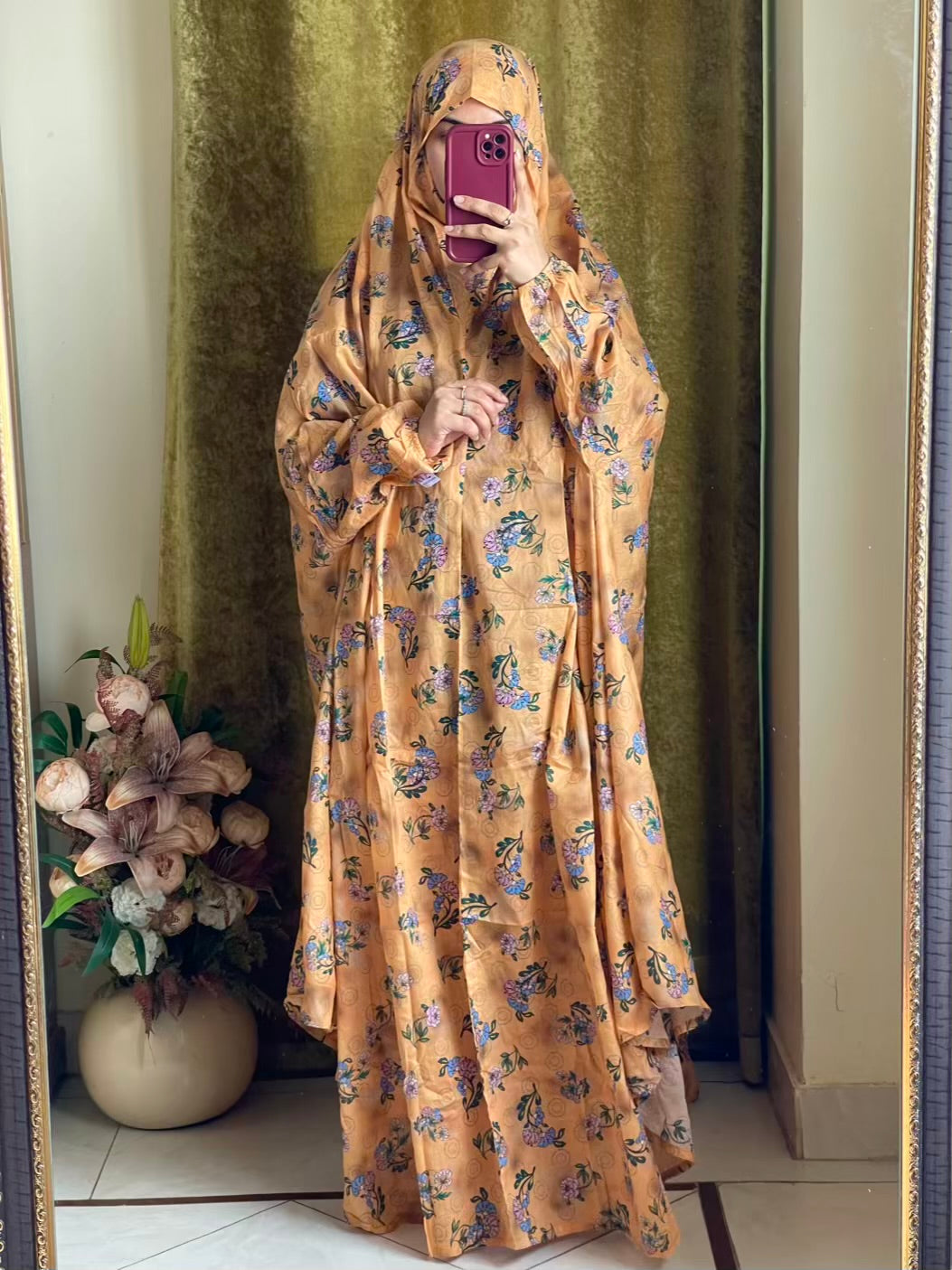 Full Coverage Namaz Chadar with Sleeves + Niqab (Pure Lawn)