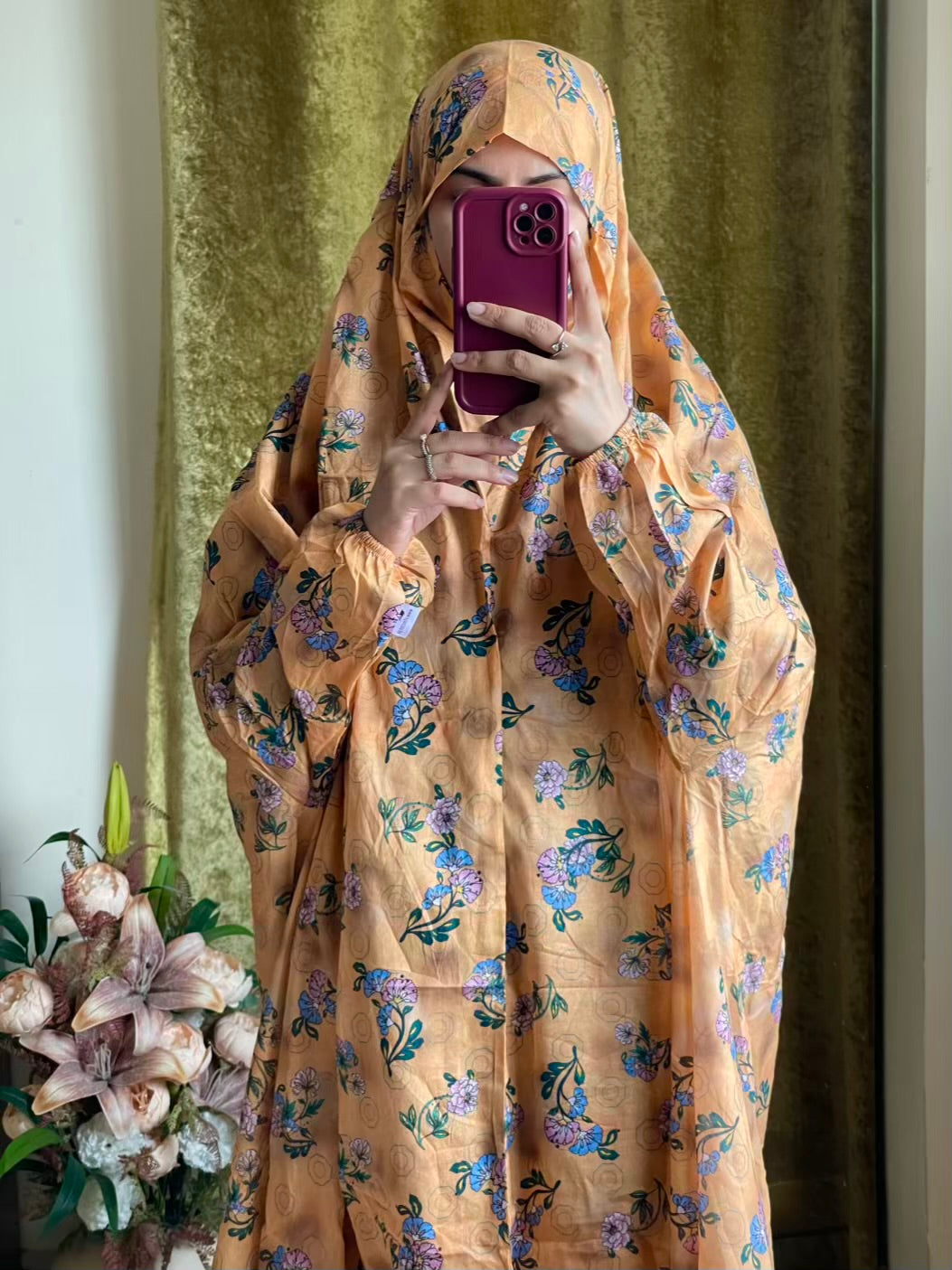 Full Coverage Namaz Chadar with Sleeves + Niqab (Pure Lawn)