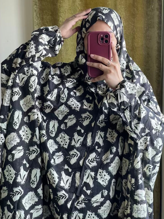 Full Coverage Namaz Chadar with Sleeves + Niqab (Pure Lawn)