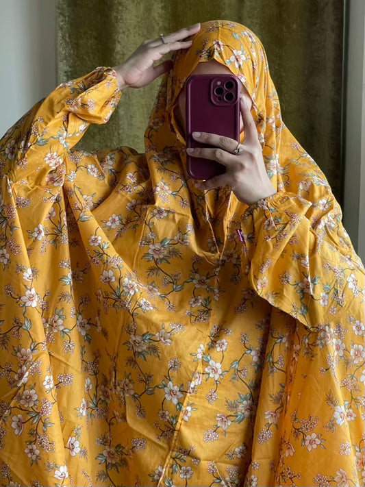Full Coverage Namaz Chadar with Sleeves + Niqab (Pure Lawn)