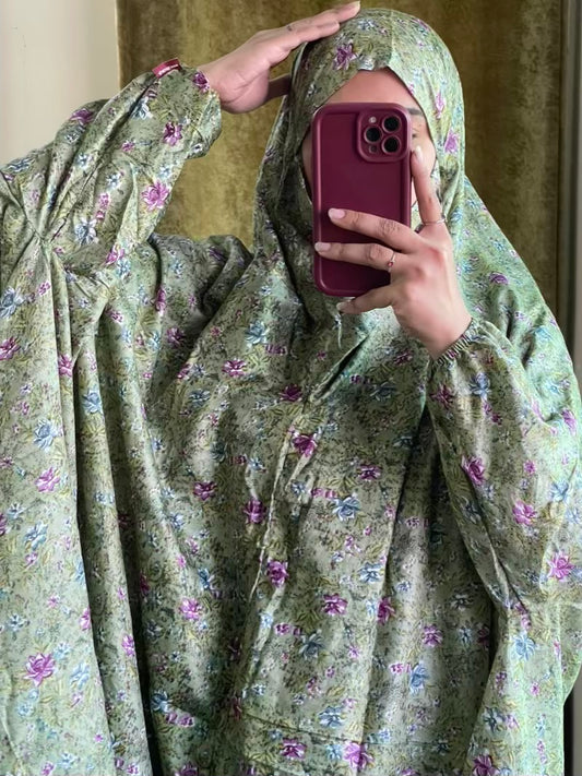 Full Coverage Namaz Chadar with Sleeves + Niqab (Mix Lawn)