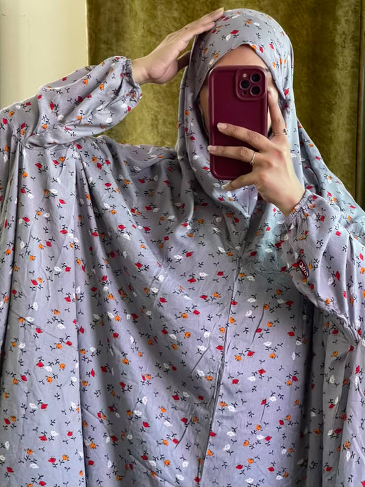 Full Coverage Namaz chadar with sleeves + Niqab (Linen)