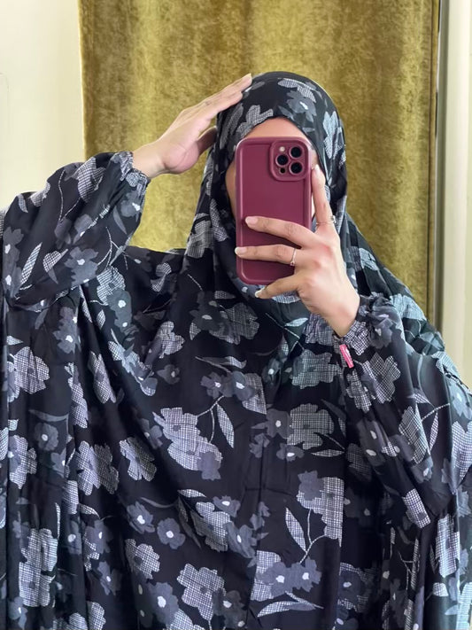 Full Coverage Namaz chadar with sleeves + Niqab (Linen)