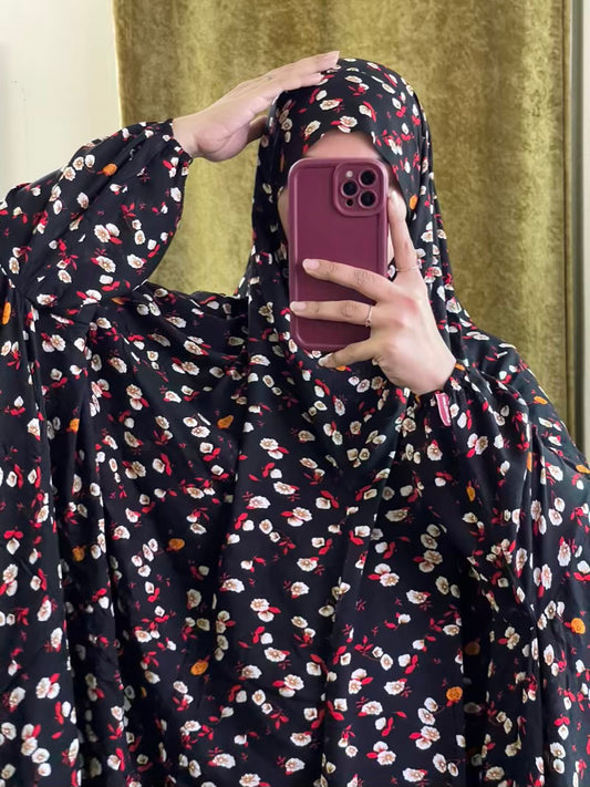 Full Coverage Namaz chadar with sleeves + Niqab (Linen)