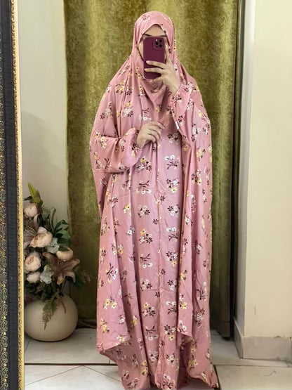 Full Coverage Namaz chadar with sleeves + Niqab (Linen)