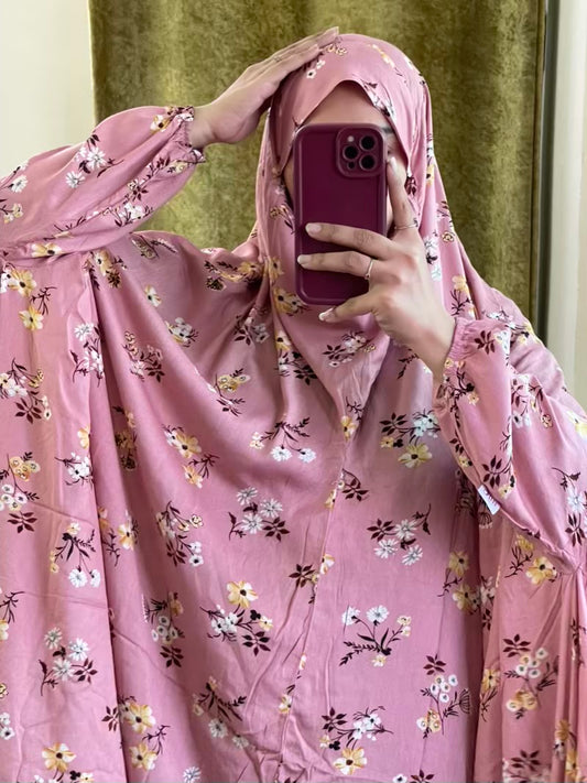 Full Coverage Namaz chadar with sleeves + Niqab (Linen)
