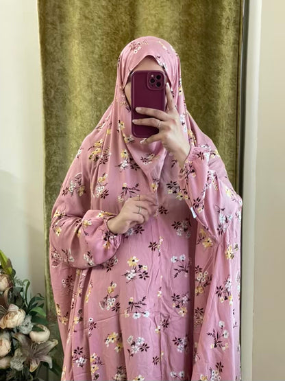 Full Coverage Namaz chadar with sleeves + Niqab (Linen)