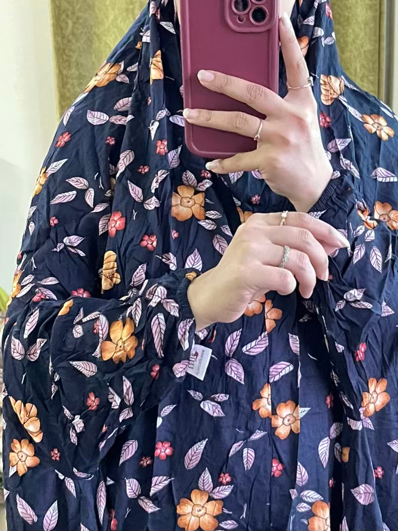 Full Coverage Namaz chadar with sleeves + Niqab (Linen)