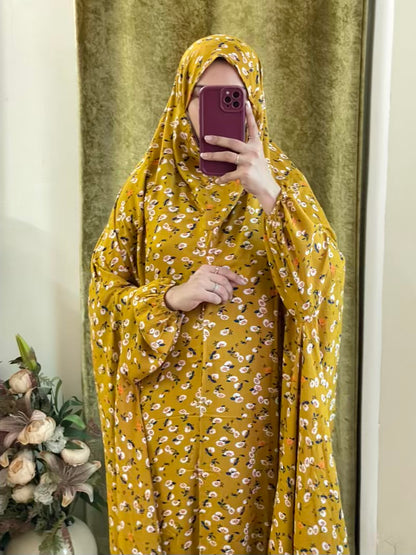 Full Coverage Namaz chadar with sleeves + Niqab (Linen)