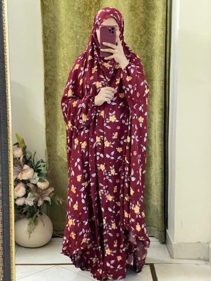 Full Coverage Namaz chadar with sleeves + Niqab (Linen)