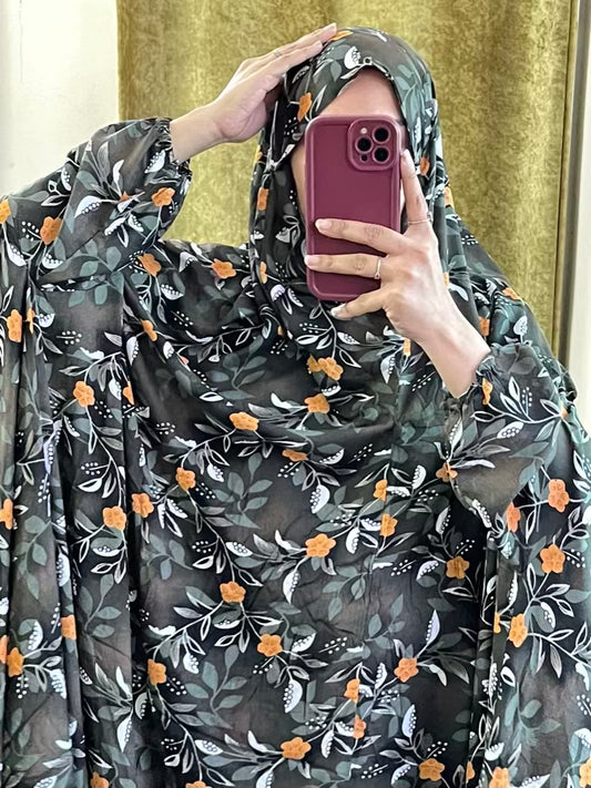 Full Coverage Namaz Chadar with Sleeves + Niqab (Linen)