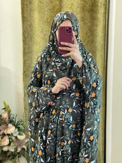 Full Coverage Namaz Chadar with Sleeves + Niqab (Linen)