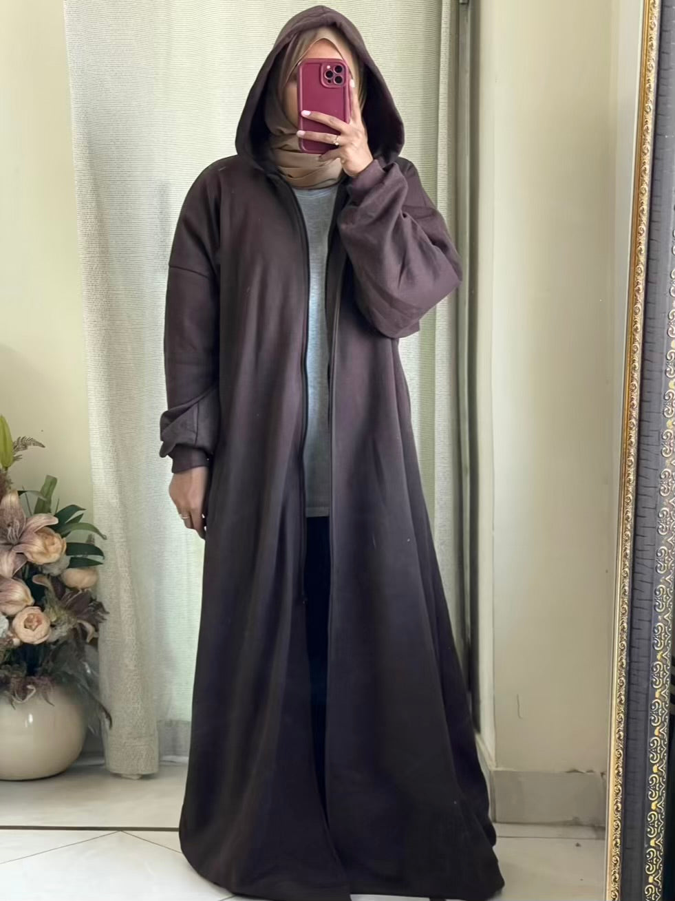 Hoodie Abaya (Dark Brown)