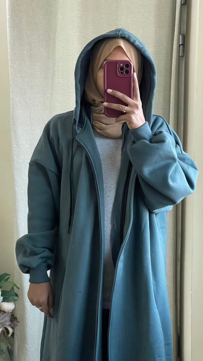 Hoodie Abaya (Stone Grey)