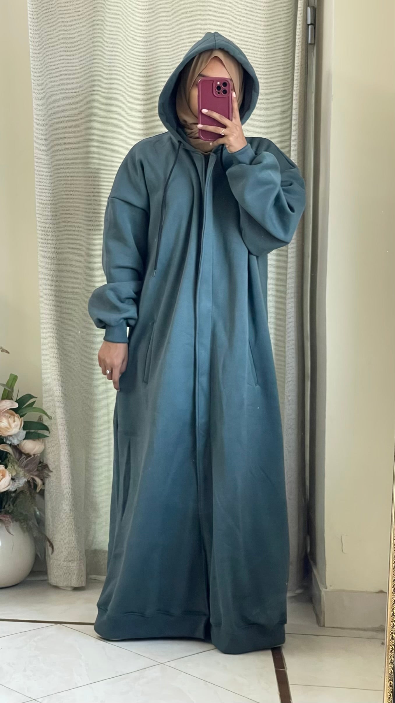 Hoodie Abaya (Stone Grey)