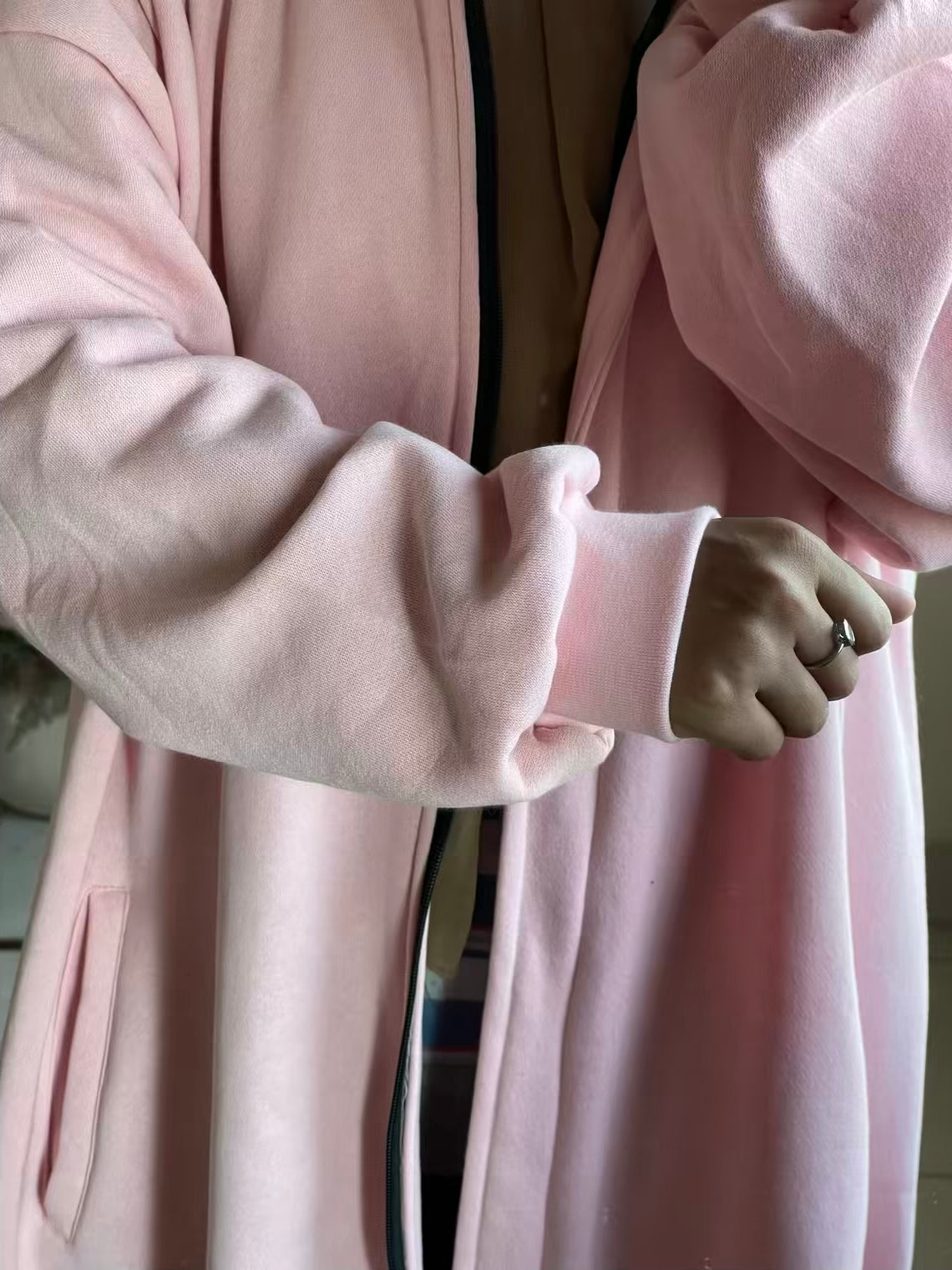 Hoodie Abaya (Pastel Pink)