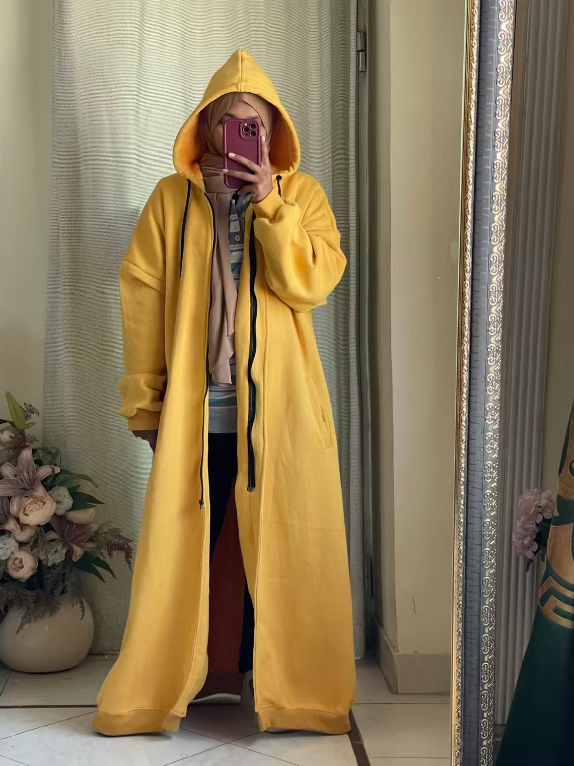 Hoodie Abaya (Yellow Mustard)