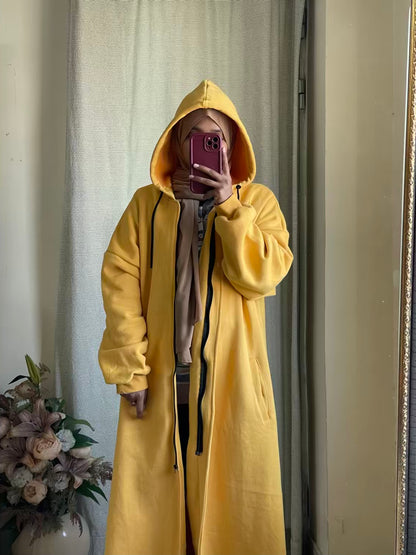 Hoodie Abaya (Yellow Mustard)