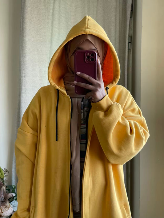 Hoodie Abaya (Yellow Mustard)