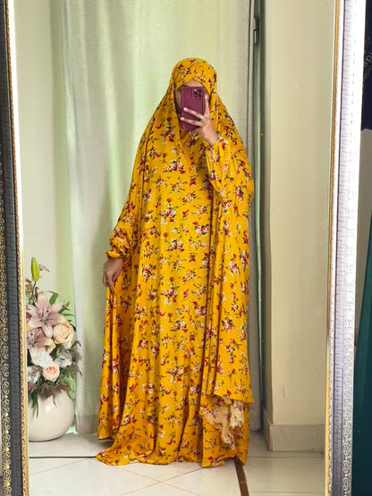 Full Coverage Namaz Chadar with Sleeves + Niqab (Linen)