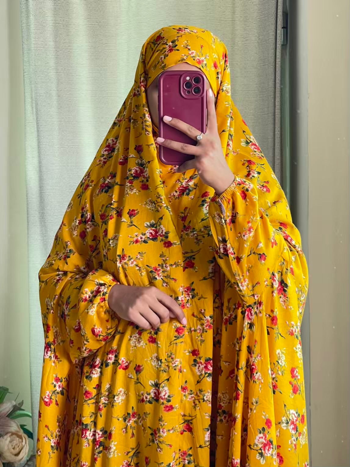 Full Coverage Namaz Chadar with Sleeves + Niqab (Linen)