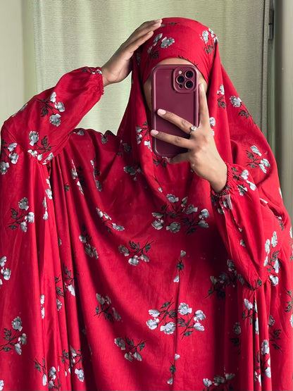 Full Coverage Namaz chadar with sleeves + Niqab (Linen)