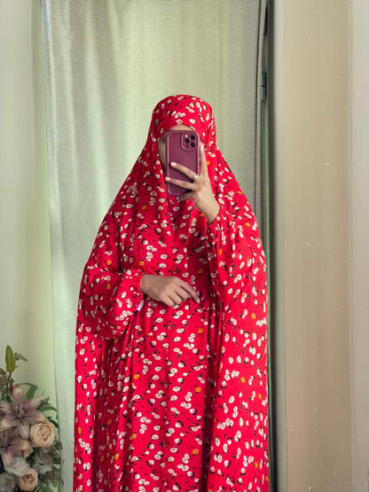 Full Coverage Namaz Chadar with Sleeves + Niqab (Linen)