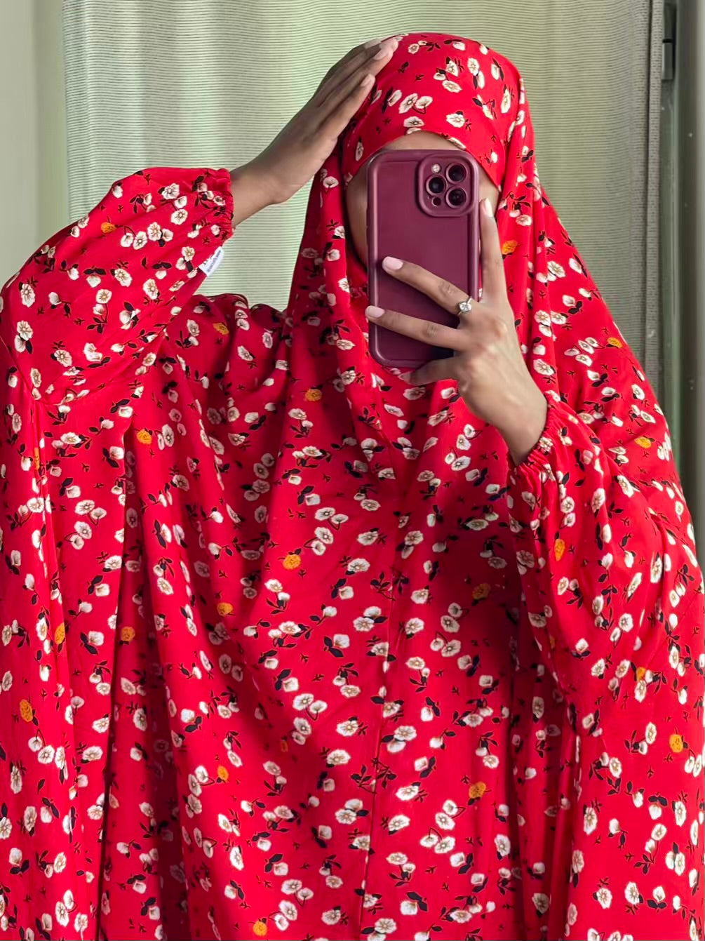 Full Coverage Namaz Chadar with Sleeves + Niqab (Linen)
