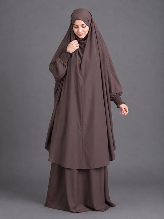 3 Piece Jilbab - Coffee Brown