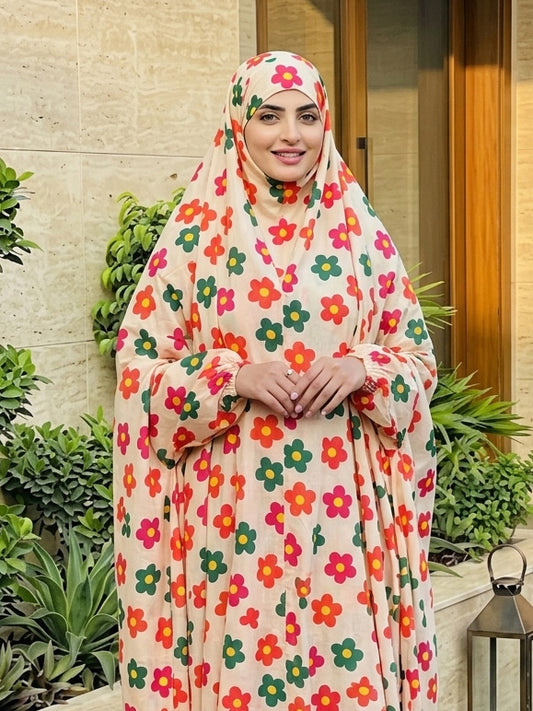 Full Coverage Namaz Chadar with Sleeves + Niqab (Pure Lawn)