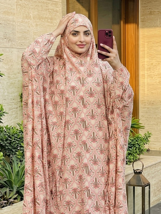 Full Coverage Namaz Chadar with Sleeves + Niqab (Pure Lawn)