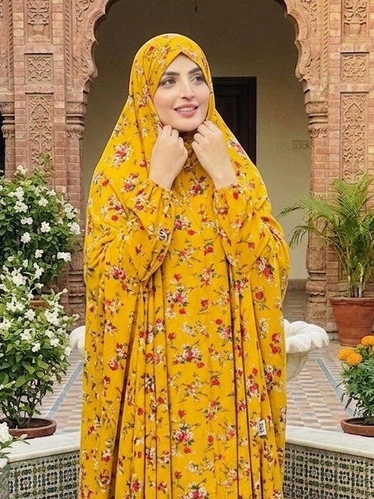 Full Coverage Namaz Chadar with Sleeves + Niqab (Linen)