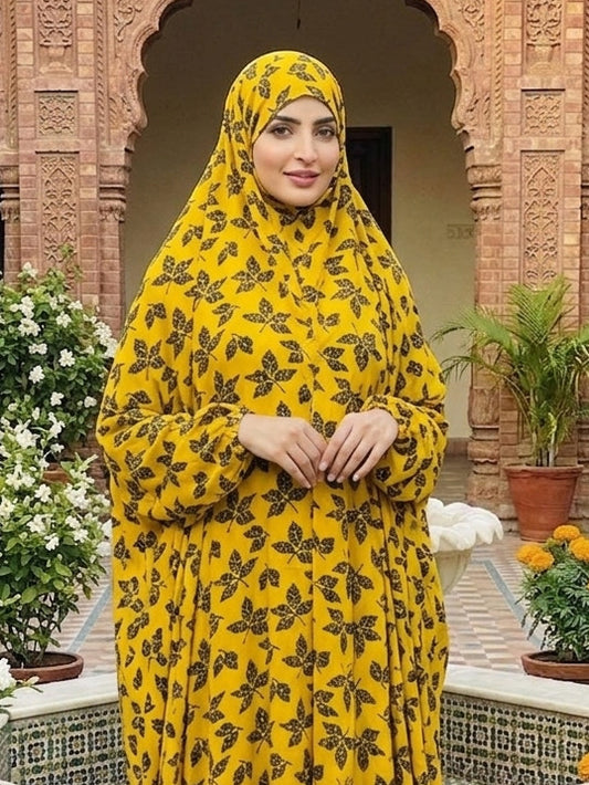 Full Coverage Namaz chadar with sleeves + Niqab (Linen)
