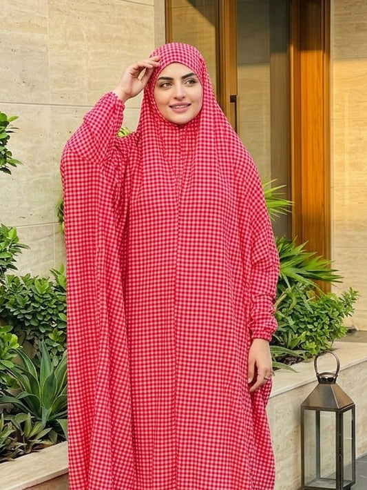 Full Coverage Namaz chadar with sleeves + Niqab (Linen)