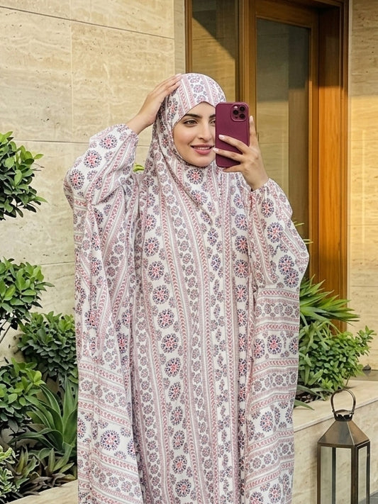 Full Coverage Namaz Chadar with Sleeves + Niqab (Pure Lawn)