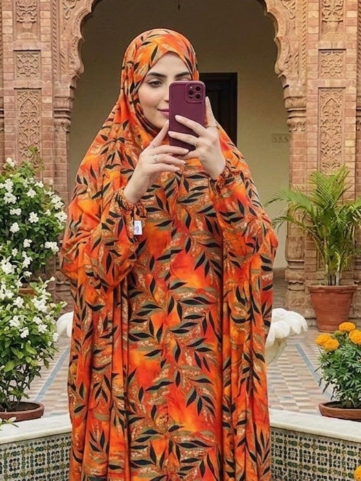 Full Coverage Namaz Chadar with Sleeves + Niqab (Linen)