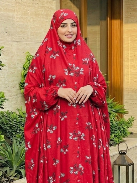 Full Coverage Namaz chadar with sleeves + Niqab (Linen)