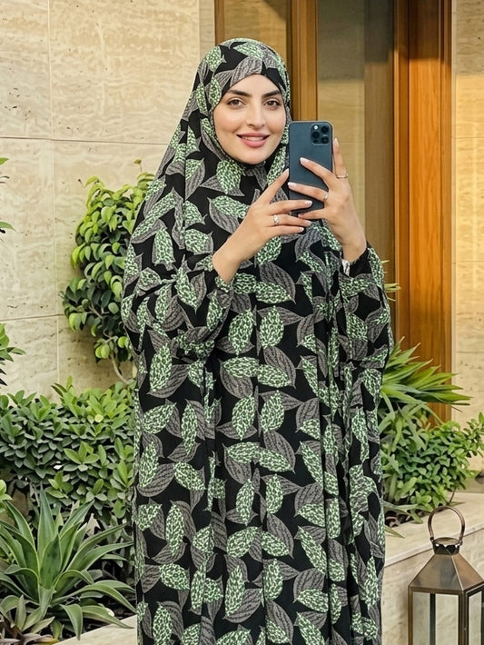 Full Coverage Namaz Chadar with Sleeves + Niqab (Linen)