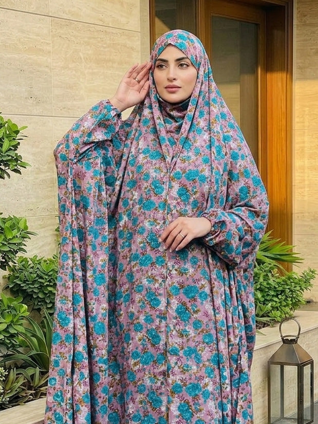 Full Coverage Namaz Chadar with Sleeves + Niqab (Mix Lawn)