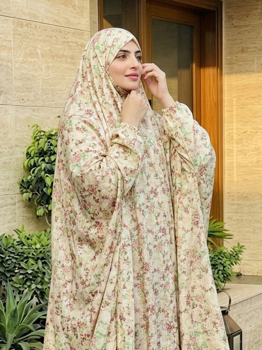Full Coverage Namaz Chadar with Sleeves + Niqab (Mix Lawn)