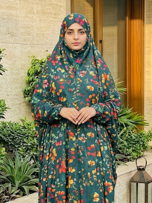 Full Coverage Namaz Chadar with Sleeves + Niqab (Pure Lawn)