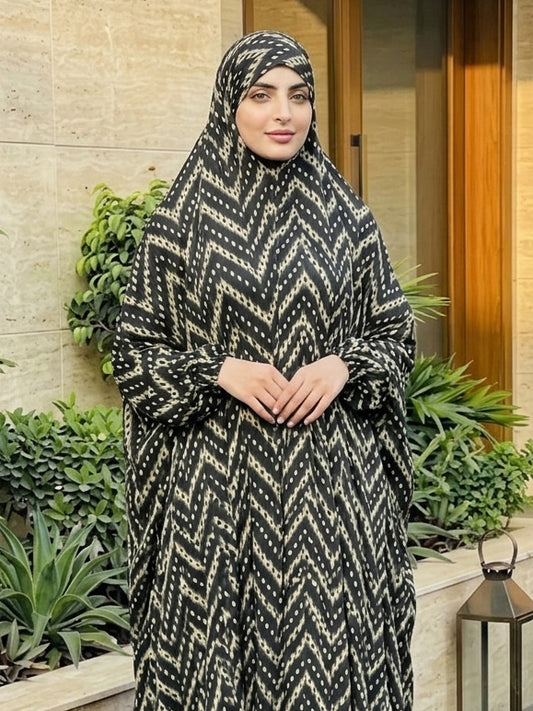Full Coverage Namaz Chadar with Sleeves + Niqab (Pure Lawn)