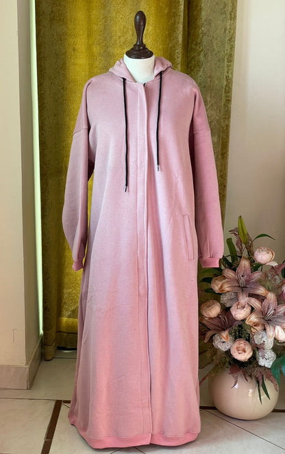 Hoodie Abaya (Baby Pink)