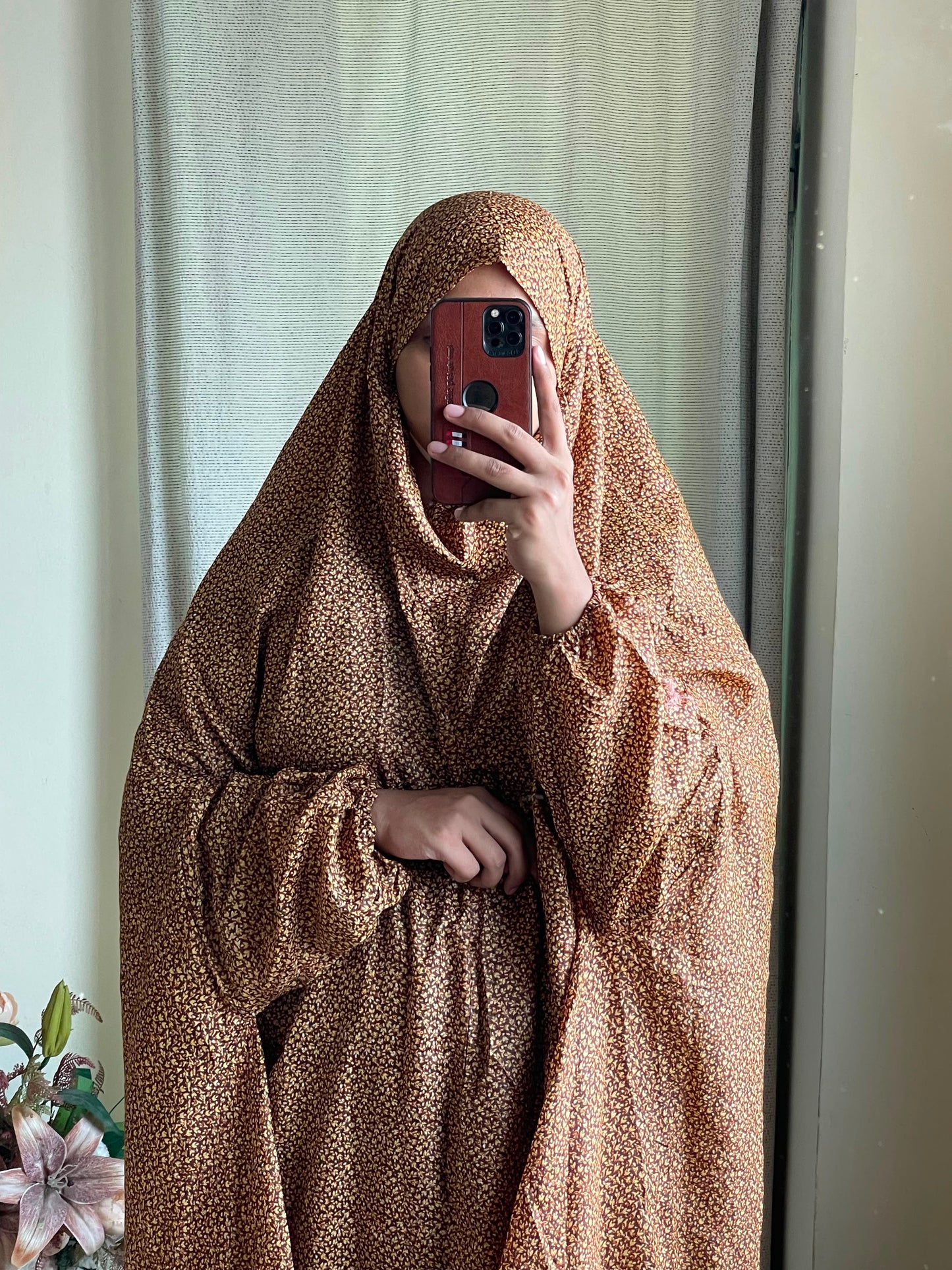Full Coverage Namaz Chadar with Sleeves + Niqab (Mix Lawn)