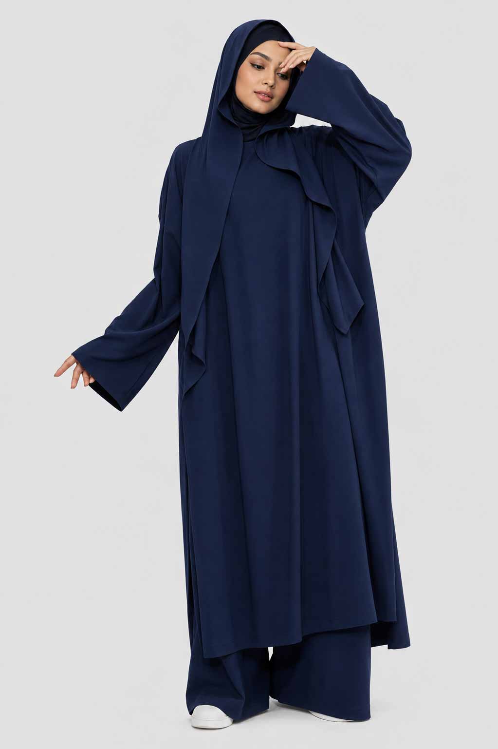 Active wear abaya (Shirt + Trouser + Attached scarf)
