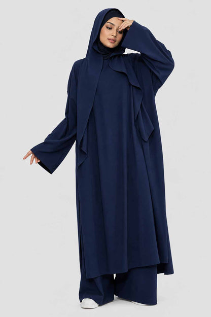 Active wear abaya (Shirt + Trouser + Attached scarf)