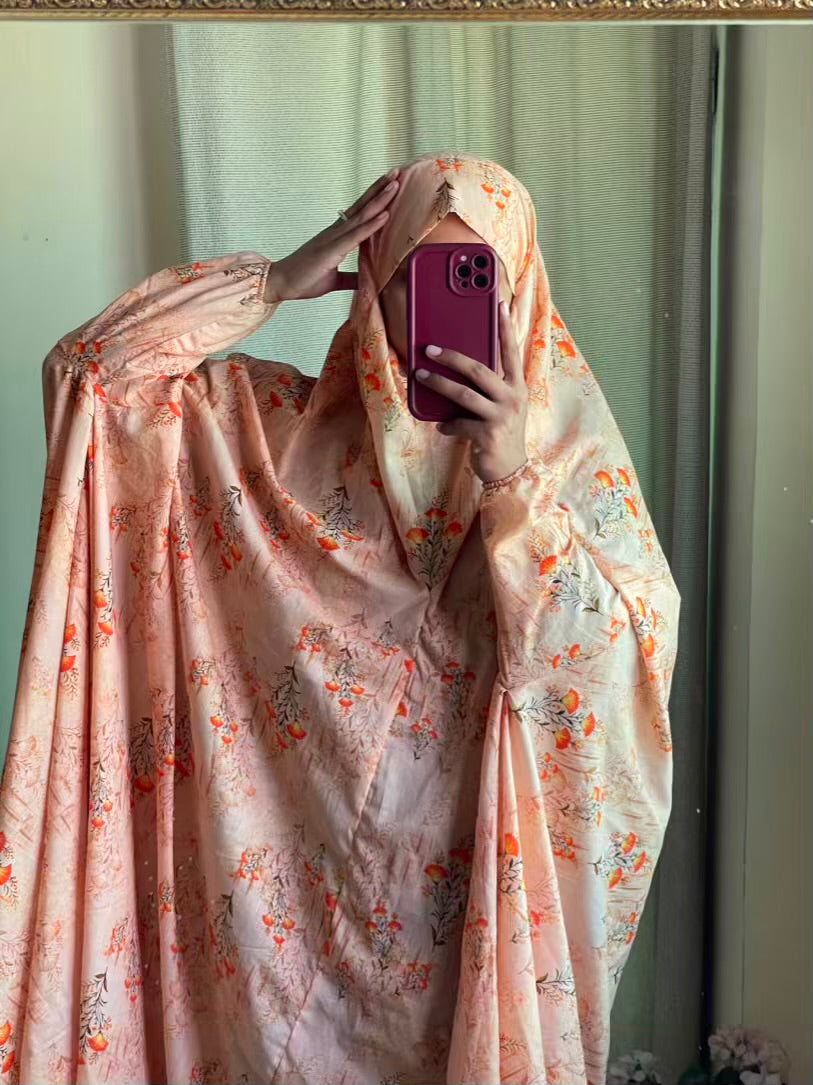 Full Coverage Namaz Chadar with Sleeves + Niqab (Pure Lawn)