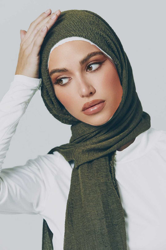 Crimps Viscose - Moss Green Attires For Muslimah