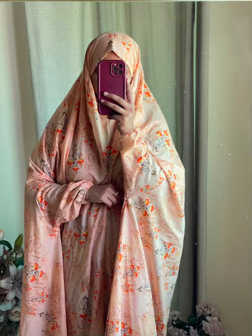 Full Coverage Namaz Chadar with Sleeves + Niqab (Pure Lawn)