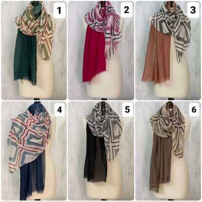 Dual print lawn hijab Attires For Muslimah